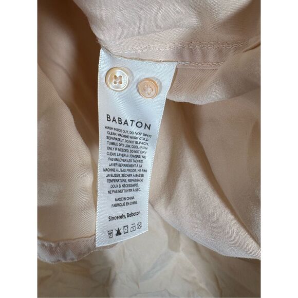 Babton Top Babaton UTILITY SHIRT Peach Button Front Long Sleeve size S - Picture 5 of 7
